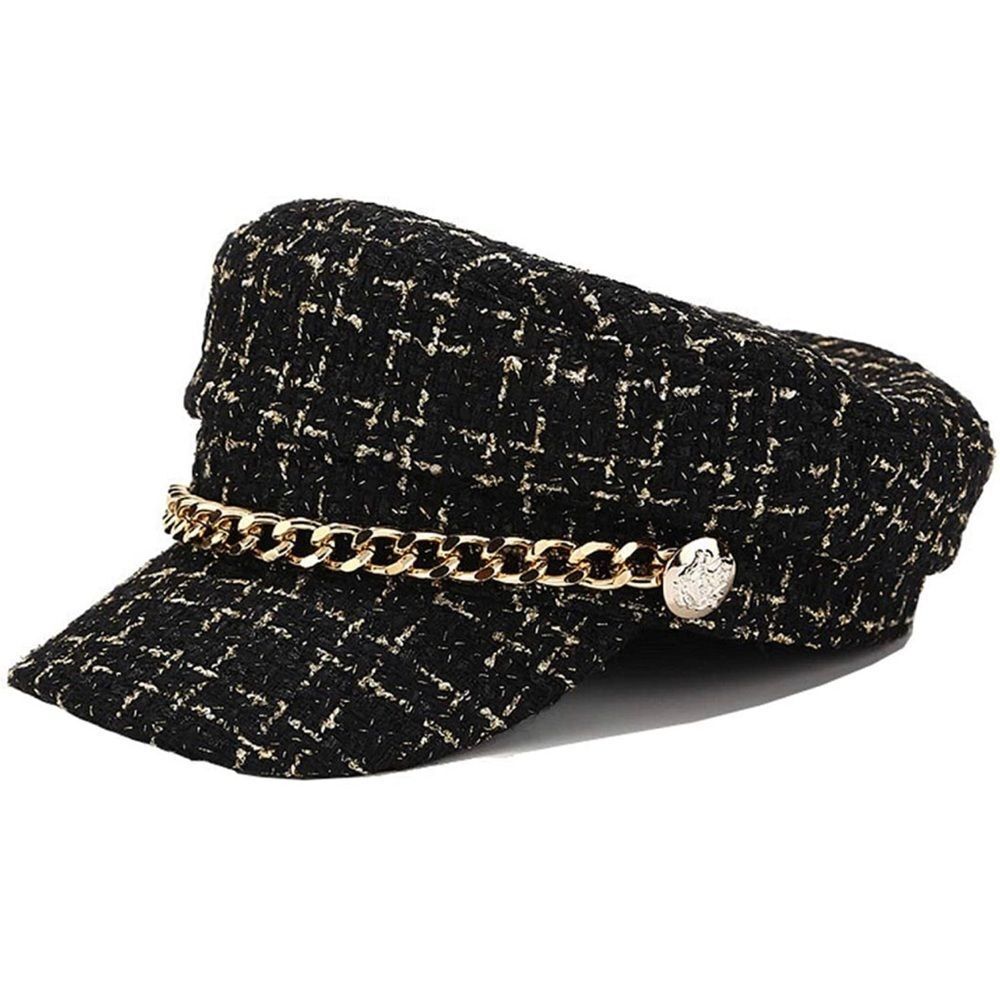 Black and Gold Tweed newboy cap hat